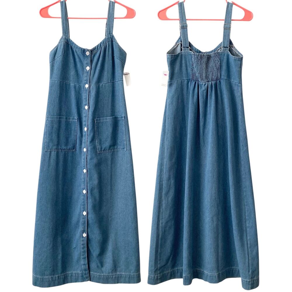 PETAL PUP NWOT Button Down Denim Midi Dress Size Small Preppy Boho Coastal - Picture 3 of 4